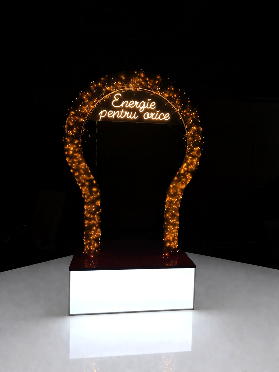 LED lightbulb arch installation